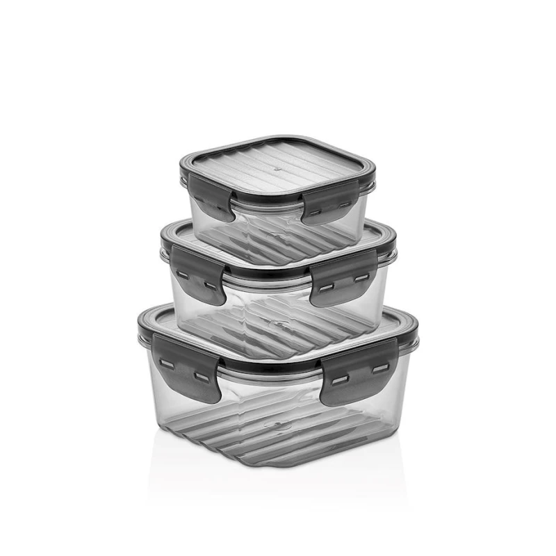 Нaбор контейнеров Qlux L-00860, пластик, прозрачный/серый, 3 шт