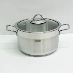 Qazan Nipmar, 22 sm, 4.7 l, polad, qapaqlı, qapaqda buxar çıxışı borusu, gümüşü