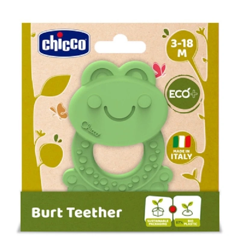 Прорезыватель для зубов Chicco Frog Teether ECO+, пластик, зеленый, 8.5x1x9 см Прорезыватель для зубов Chicco Frog Teether ECO+, пластик, зеленый, 8.5x1x9 см