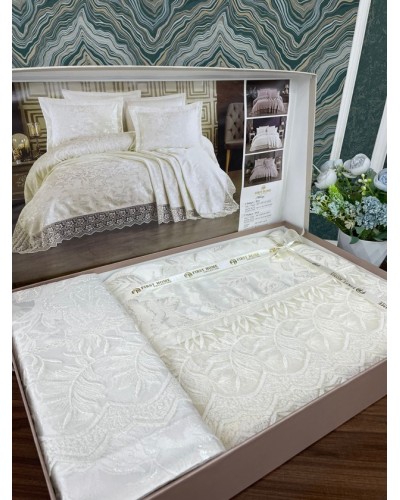 Dəst MiraNova Miray SF-670, şenil, ikinəfərlik, bej, örtük 240х260 sm, yastıq üzü 50х70 sm/2 əd