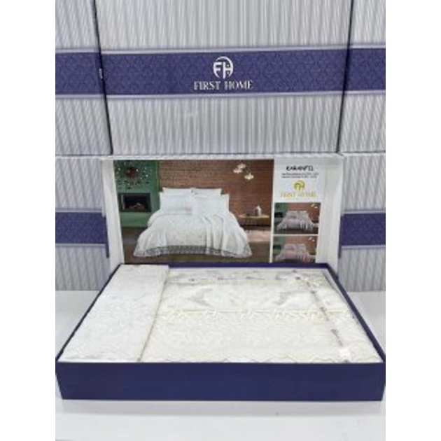 Dəst MiraNova Miray SF-670, şenil, ikinəfərlik, bej, örtük 240х260 sm, yastıq üzü 50х70 sm/2 əd