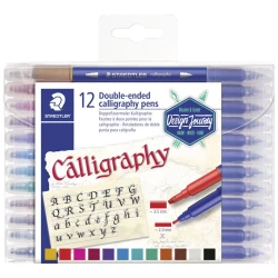 Фломастеры для письма и дизайна Staedtler Calligraph Duo, 12 цветов