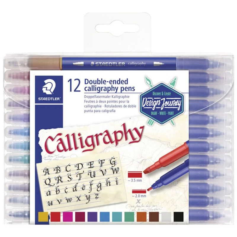 Фломастеры для письма и дизайна Staedtler Calligraph Duo, 12 цветов Фломастеры для письма и дизайна Staedtler Calligraph Duo, 12 цветов