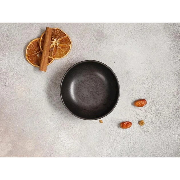 Салатница Porland Stoneware Ironstone, керамогранит, черная, 10 см