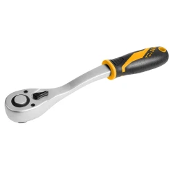 Трещетка Tolsen Profi 16120, хромованадиевая сталь/хромомолибденовая сталь (Cr-Mo)/резина, черно-желтый