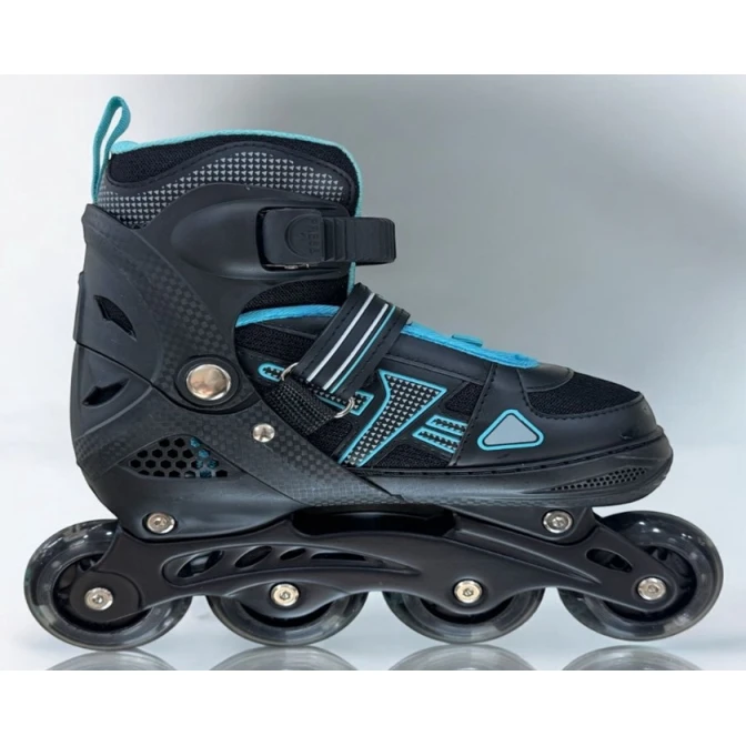 Роликовые коньки RB A608AM-01, размер 35-38, черные/голубые