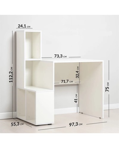Yazı masası Letta 3563_Letta25StairWh, 55.3x97.3x112.2 sm