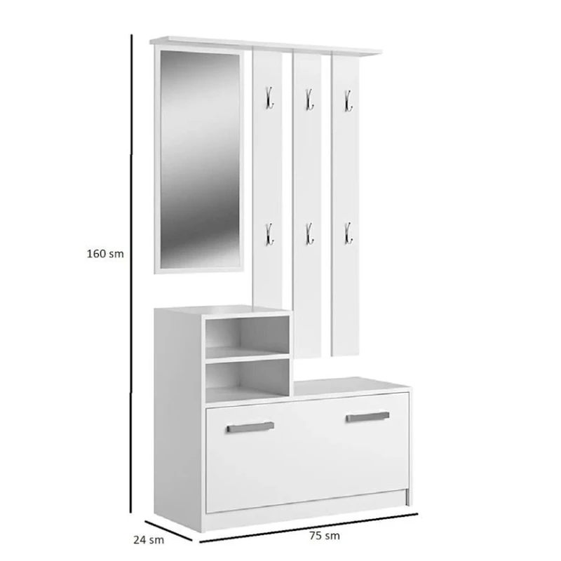 Вешалка с полками Ev_12115659, 160x24x75 см Вешалка с полками Ev_12115659, 160x24x75 см