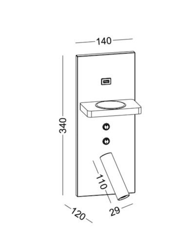 Divar çırağı Lustore LSW418-BK