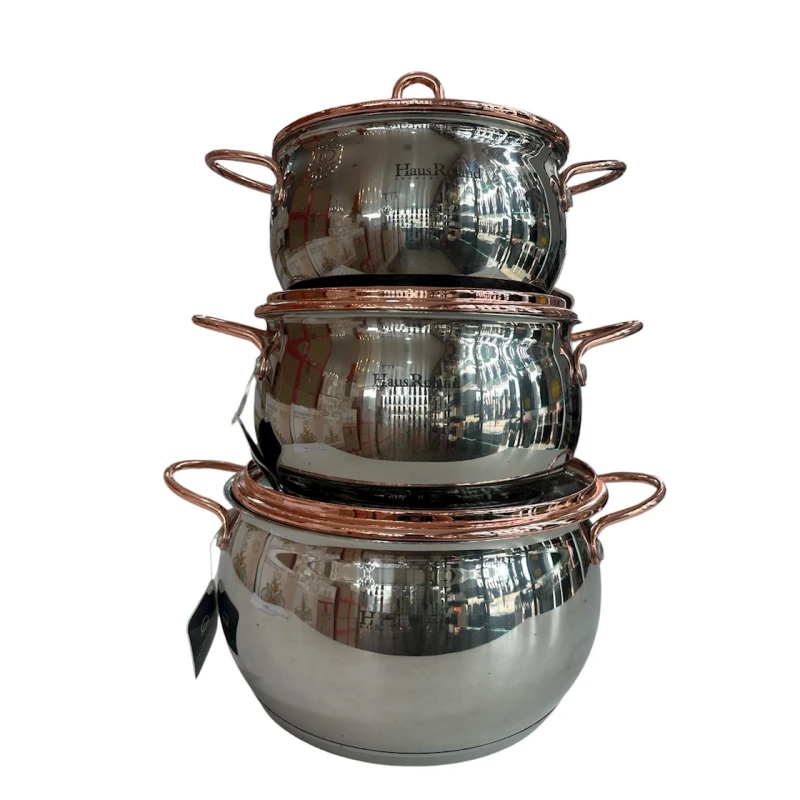 Набор кастрюль HausRoland ZGH_00544, нержавеющая сталь, серебристый/золотистый, 18/20/24 см, 6 предметов