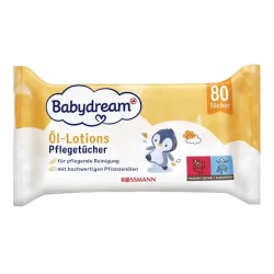 Nəm salfetlər uşaqlar üçün yağlı losyon ilə Rossmann Babydream 80 əd