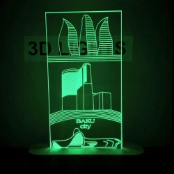 3D-gecə lampası Şəhər mənzərəsi tsy02, 20x14 sm, yaşıl