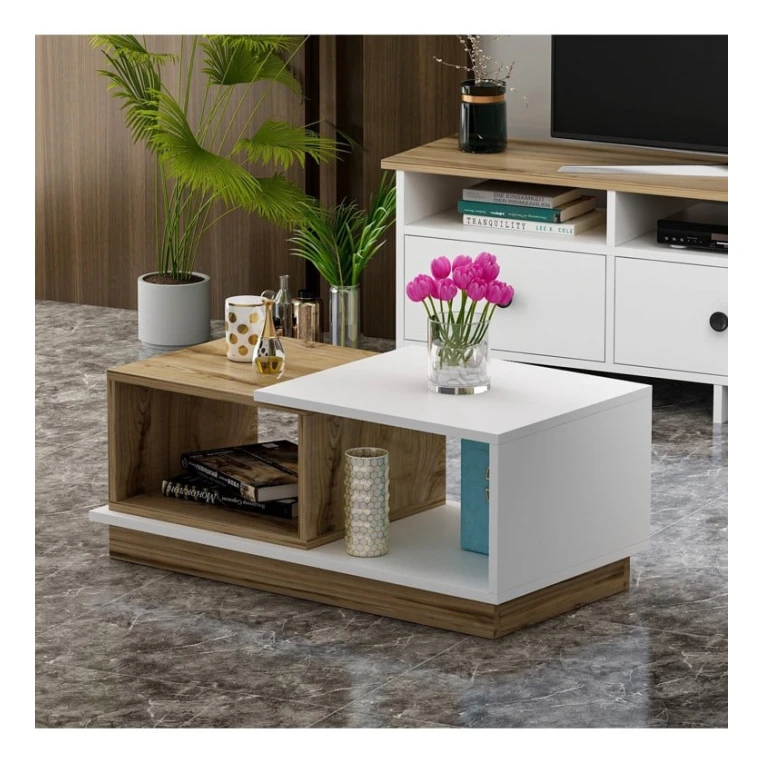 Jurnal masası Art_60, laminat, ağ/açıq qəhvəyi, 36x90x45 sm