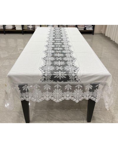 Süfrə MiraNova FS-635, 160x300 sm, kətan, ağ