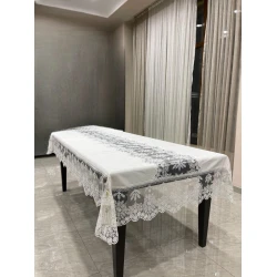 Скатерть MiraNova FS-635, 160х300 см, лен, белая