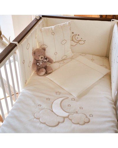 Uşaqlar üçün yataq dəsti FUNNABABY Luna Elegant 8 parça, yataq örtüyü 60x70 sm, 100% pambıq, ekru, rəngarəng - 8699243804050