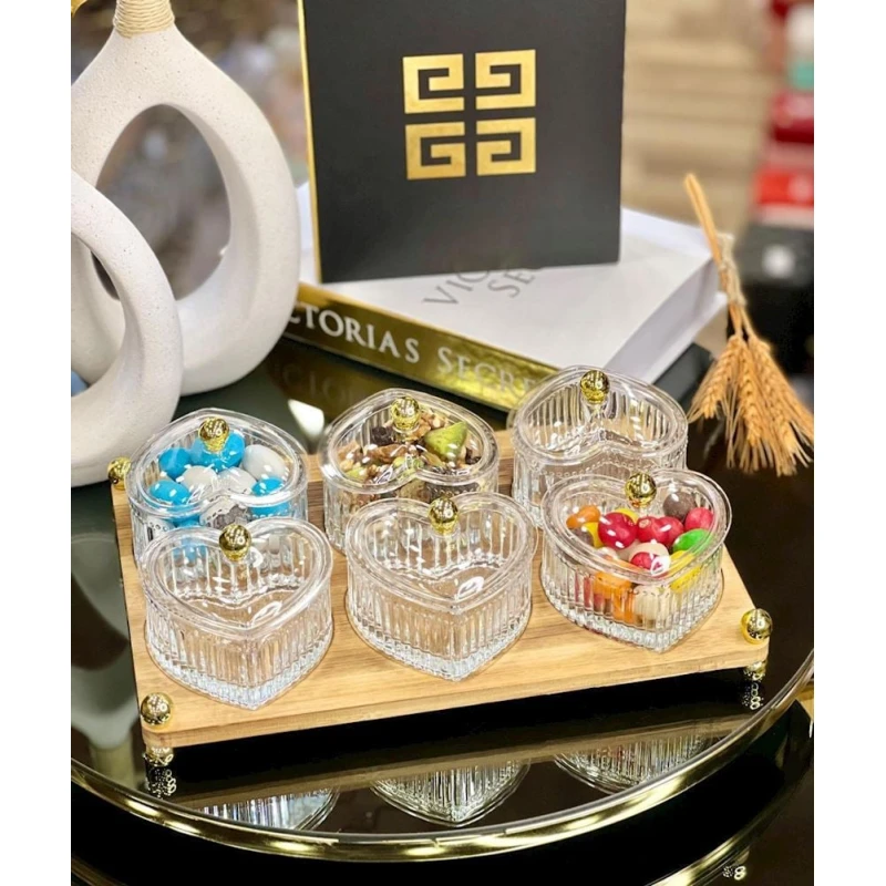 Менажница AA-ES-027, акрил/дерево, прозрачная, 6 отделений