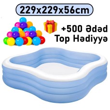 Şişmə hovuz Intex, dördbucaq, 229x229x56 sm, həcm 1250 l, rəngbərəng - 1250TX57495T500