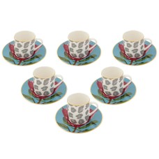 Qəhvə dəsti Porland Africa Desen 04ALM005866, 12 parça, 6 nəfərlik, farfor, 90 ml