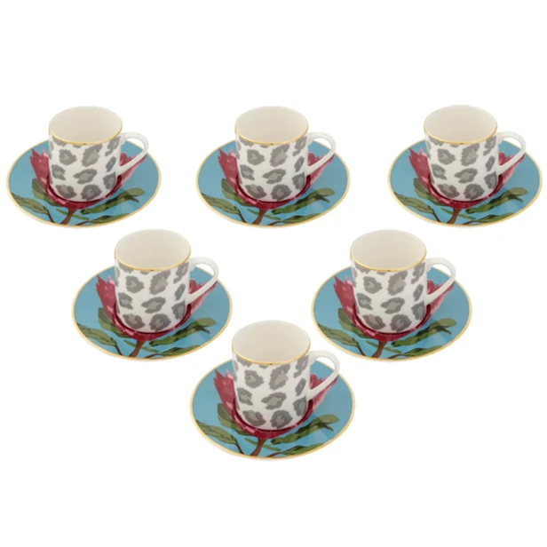 Qəhvə dəsti Porland Africa Desen 04ALM005866, 12 parça, 6 nəfərlik, farfor, 90 ml