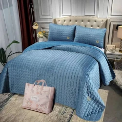 Комплект покрывала и наволочки Dantela SHA-00002036, 230x250/50x70 см, двуспальный, голубой