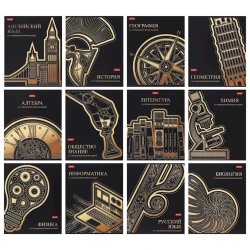 Набор предметных тетрадей Hatber Золотые детали 073806, разноцветные, A5, 46 листов, 12 шт Набор предметных тетрадей Hatber Золотые детали 073806, разноцветные, A5, 46 листов, 12 шт