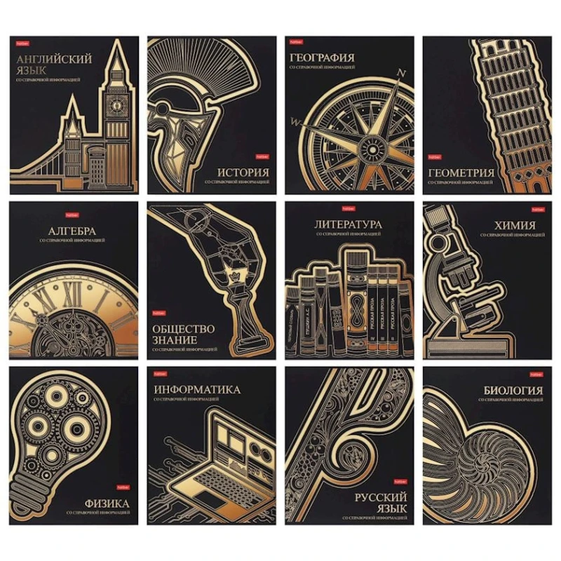 Fənn dəftər dəsti Hatber Золотые детали 073806, rəngbərəng, A5, 46 vərəq, 12 əd