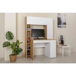 Письменный стол 3563_M2StolFullWhvot Белый/Вотан, ЛДСП, 165x60x117 см Письменный стол 3563_M2StolFullWhvot Белый/Вотан, ЛДСП, 165x60x117 см