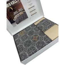 Yataq dəsti James Kelly, lüks-satin, boz/krem, ikinəfərlik, yorğan üzü 200x230 sm, mələfə 240x260, 2 əd yastıq üzü 50х70 sm