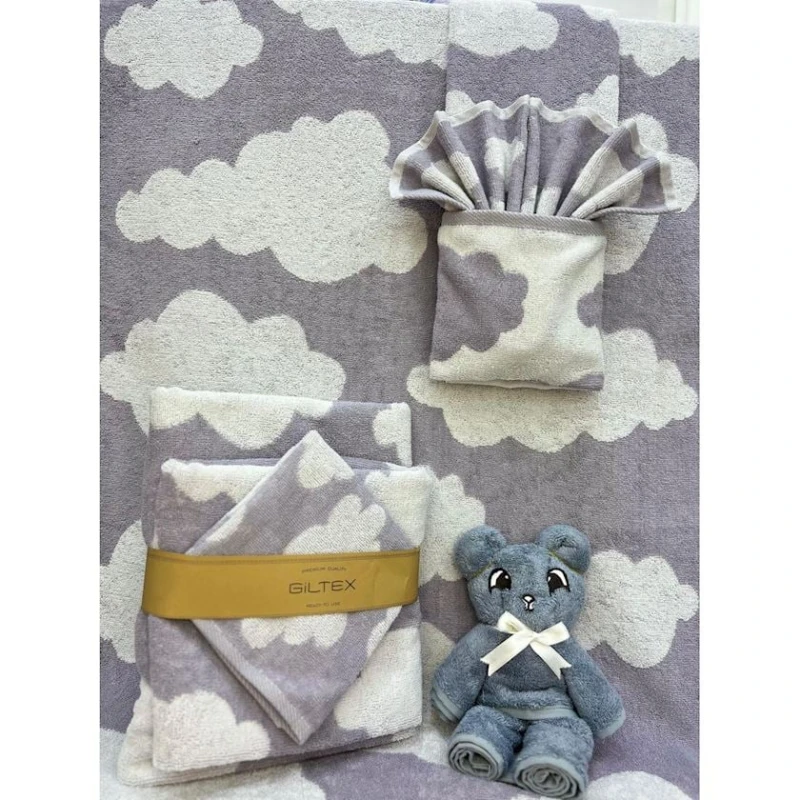 Набор полотенец детские Giltex Cotton, хлопок, 70x130/50x90/50x30 см, серый, 3 шт Набор полотенец детские Giltex Cotton, хлопок, 70x130/50x90/50x30 см, серый, 3 шт