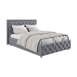 Двуспальная кровать Art_ikili_yataq 30, ламинат, серая, 200x200x120 см