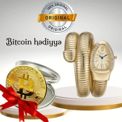 Hədiyyə dəsti EA0059 (Qadın qol saatı Cussi Snake + Suvenir Bitcoin)