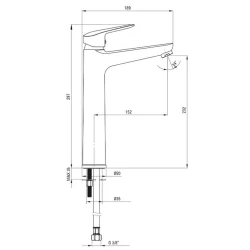 Çanaq üçün qarışdırıcı Deante Boro BMO N20K, hündür tökülmə ilə, bürünc, qara