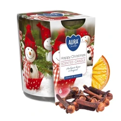 Ароматическая свеча Bispol Aura Happy Christmas, парафин, 22 часа горения, 100 г