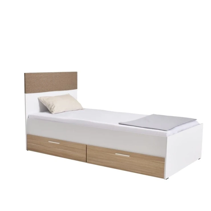 Tək nəfərlik çarpayı Art_tek_yataq (100) 10, laminat, ağ/qəhvəyi, 200x85x100 sm