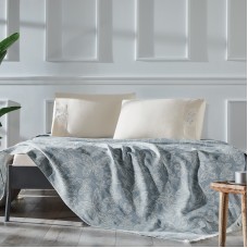 Yataq dəsti Tivolyo Home Papilion, yorğan üzü 160x220 sm, mələfə 180x260 sm, yastıq üzü 50x70 sm, bir yarım, satin/pambıq, mavi
