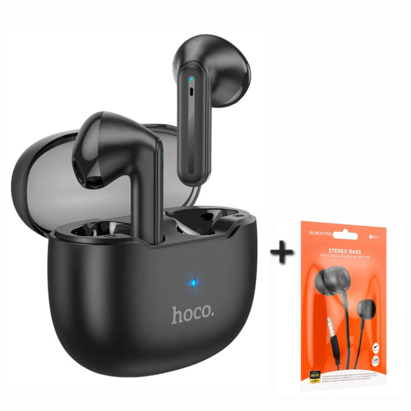 Беспроводные наушники Hoco EW29 Black + подарок проводные наушники Borofone BM77 Black