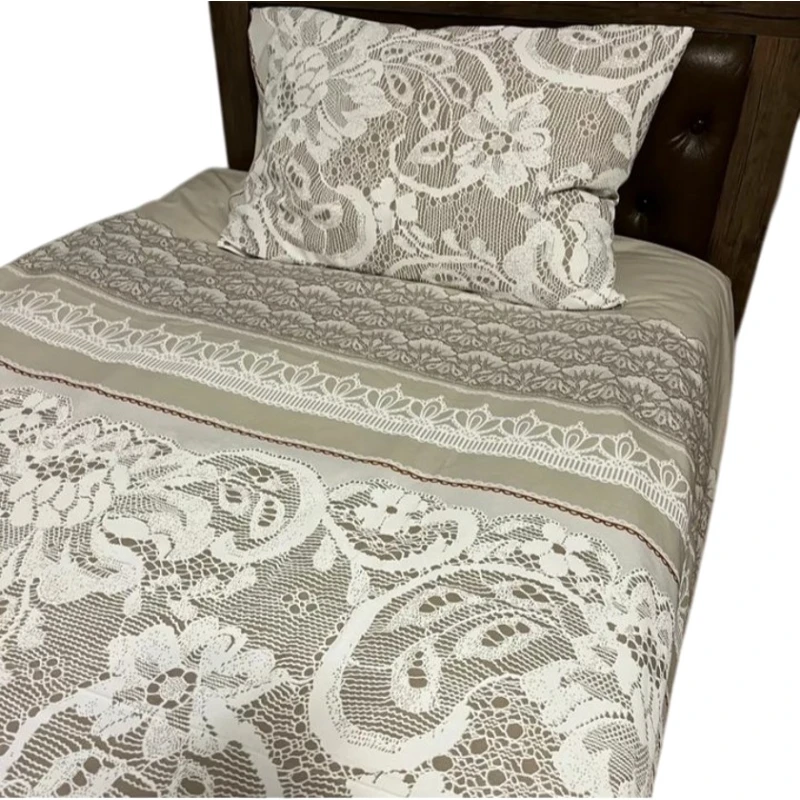 Комплект постельного белья MiraNova CTS-627, простыня 160х220 см, пододеяльник 160х220 см, наволочка 50х70 см, полутораспальный, хлопок, белый/бежевый