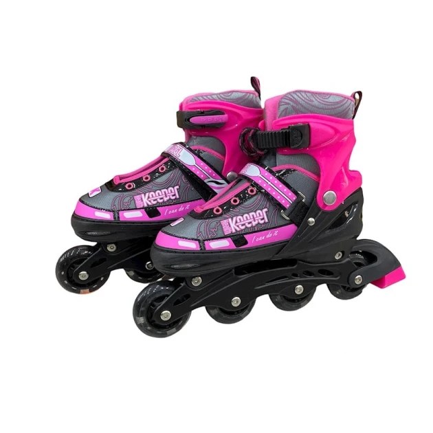 Роликовые коньки для детей 582A, размер M, розовые/черные Роликовые коньки для детей 582A, размер M, розовые/черные