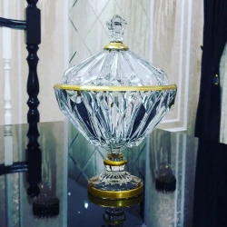 Конфетница Gallery Home GLR-089, прозрачная/золотистая, 18 см, 1 шт