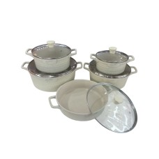Qab-qacaq dəsti Realchef ZGH_00633, qranit, ağ, 10 parça
