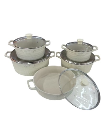 Qab-qacaq dəsti Realchef ZGH_00633, qranit, ağ, 10 parça