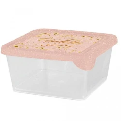 Контейнер Plastic Republic Confetti, 750 мл, 11.5x11.5x8.3 см, пластик, прозрачный/розовый