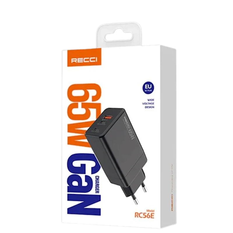 Сетевое зарядное устройство Recci RC56E EU 65W GaN Сетевое зарядное устройство Recci RC56E EU 65W GaN