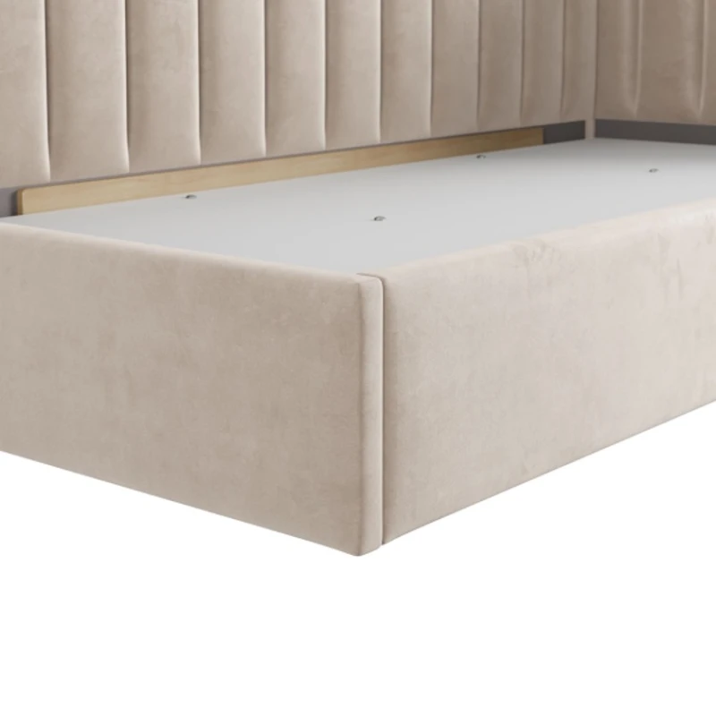 Односпальная кровать Art_tek_yataq (120) 69, ламинат/текстиль, бежевая, 200x85x120 см