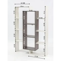 Stellaj, LDSP, 140х102х25 sm, rəflərlə, ağ/boz Stellaj, LDSP, 140х102х25 sm, rəflərlə, ağ/boz
