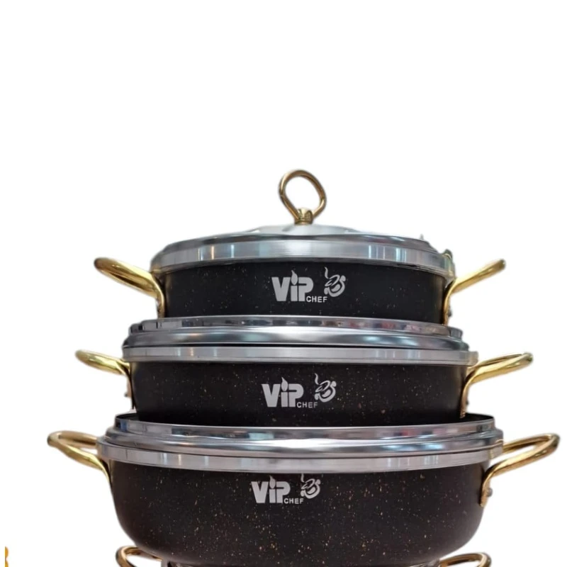 Набор кастрюль VIP SHA-00004394, гранит, черный, 20/24/28 см Набор кастрюль VIP SHA-00004394, гранит, черный, 20/24/28 см