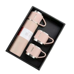 Dəst termos+ 3 fincan RR767, paslanmayan polad, çəhrayı, 500 ml