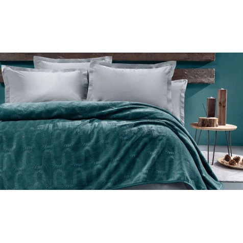 Örtük-şal Yataş Tricia, 200x220 sm, ikinəfərlik, poliester, Petrol Yeşili