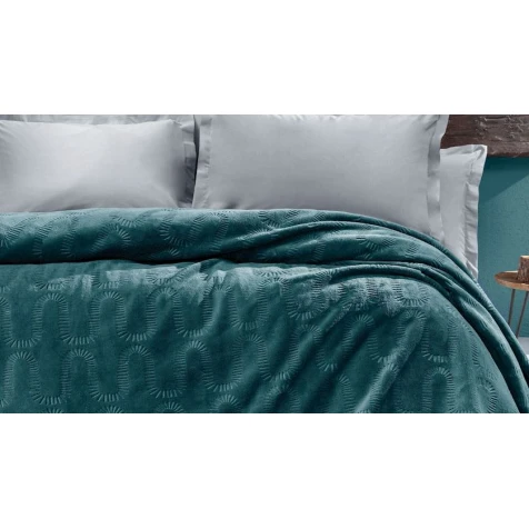 Örtük-şal Yataş Tricia, 200x220 sm, ikinəfərlik, poliester, Petrol Yeşili